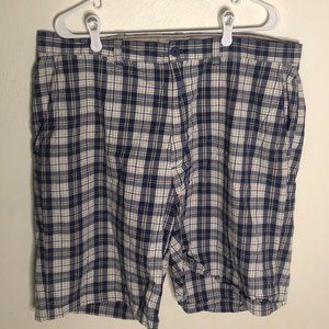 Men's Blue Plaid Flat Front Shorts Size 40